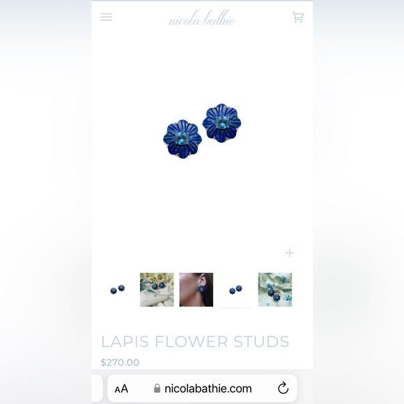 Nicola Bathie Jewelry Lapis Flower Studs - Picture 3 of 8